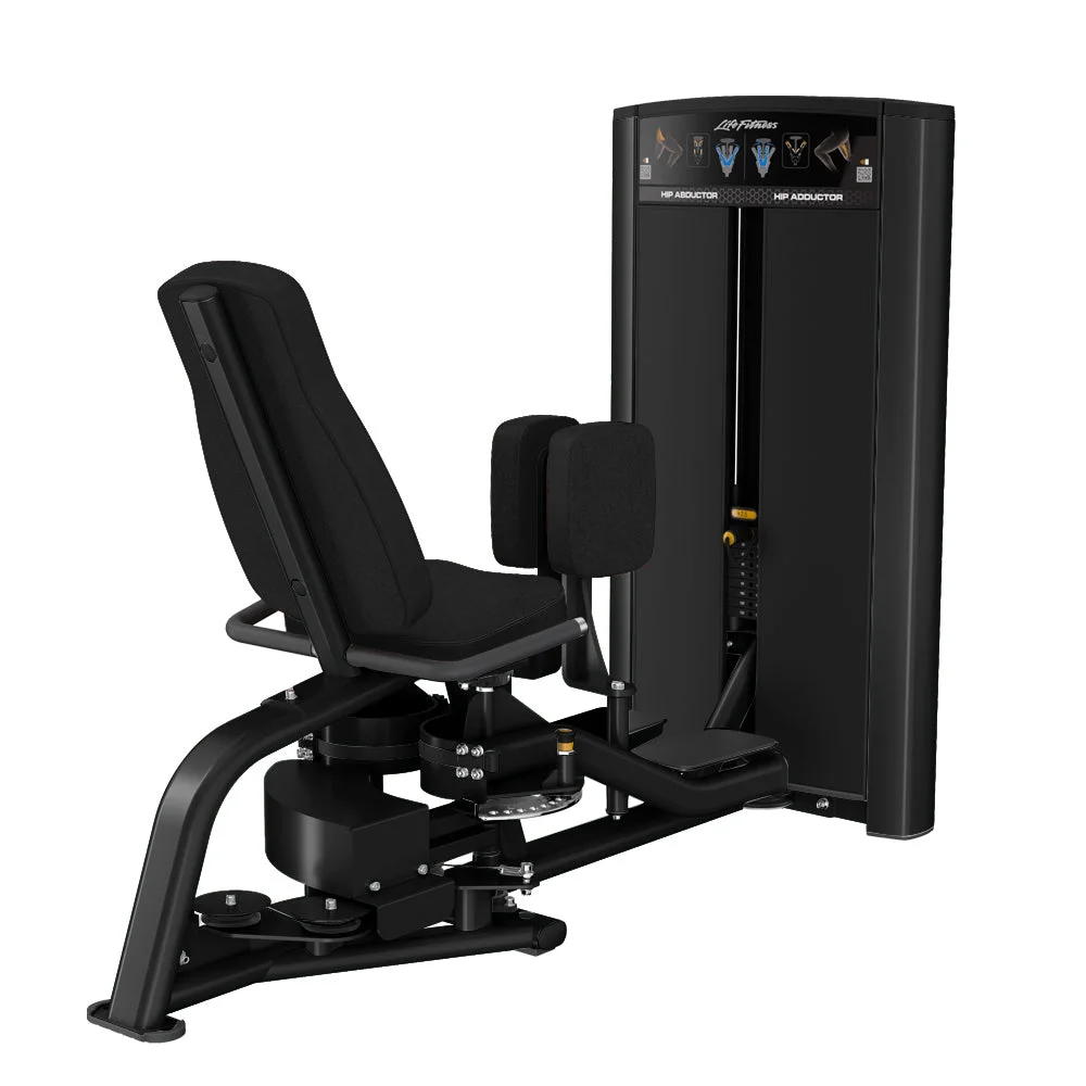 Life Fitness Axiom Series Hip Abductor / Adductor commercial selectorized strength machine, front view