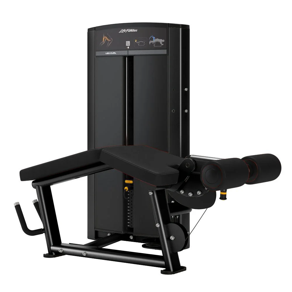 Life Fitness Axiom Series Leg Curl commercial selectorized strength machine, front view