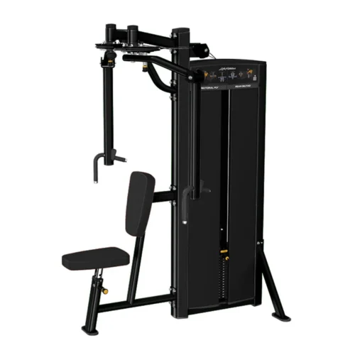 Life Fitness Axiom Series Pectoral Fly / Rear Deltoid commercial selectorized strength machine, front view