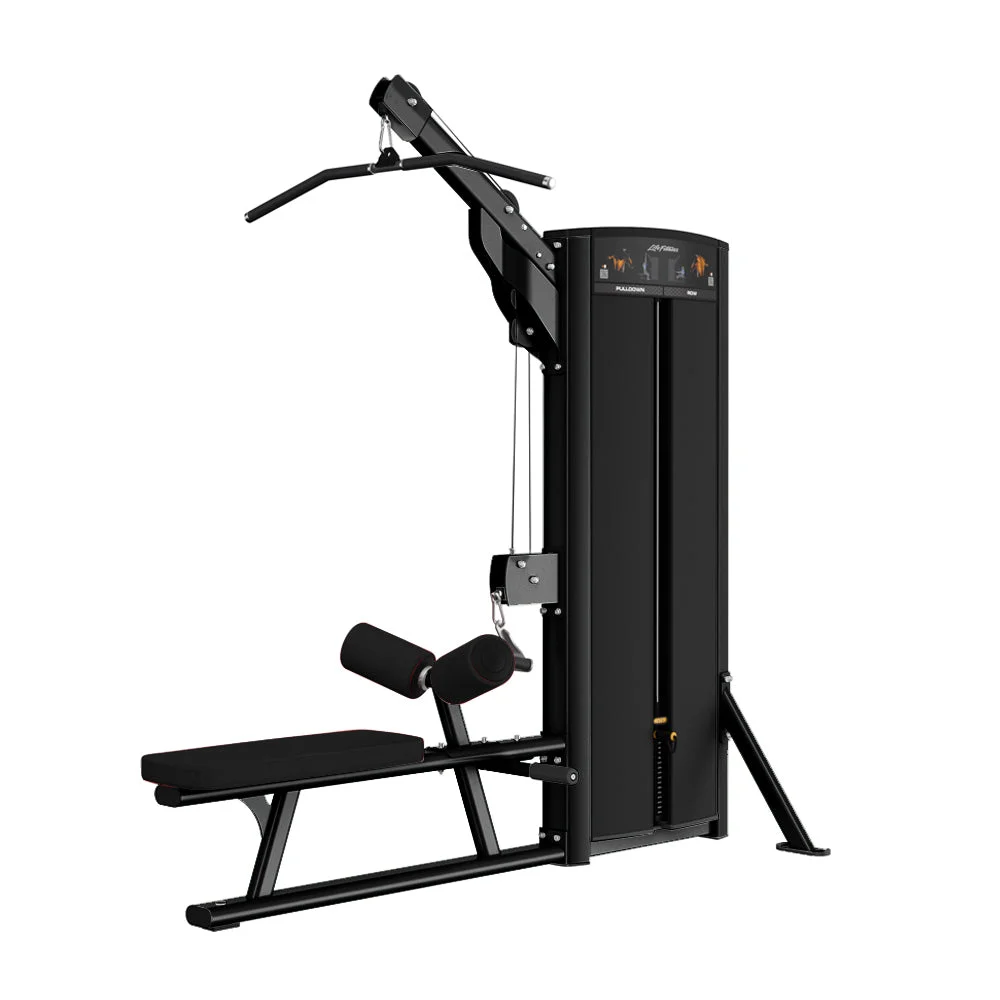Life Fitness Axiom Series Pulldown / Row commercial selectorized strength machine, front view