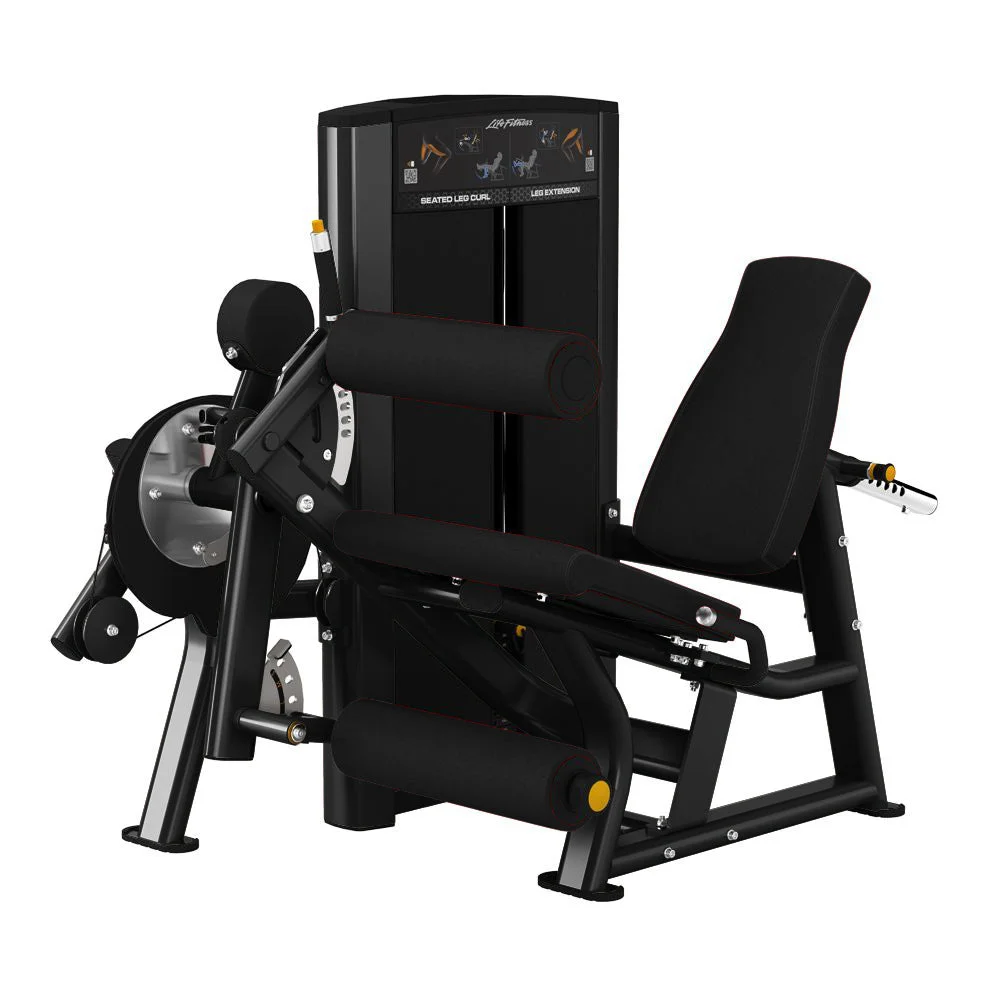 Life Fitness Axiom Series Seated Leg Curl / Extension commercial selectorized strength machine, front view