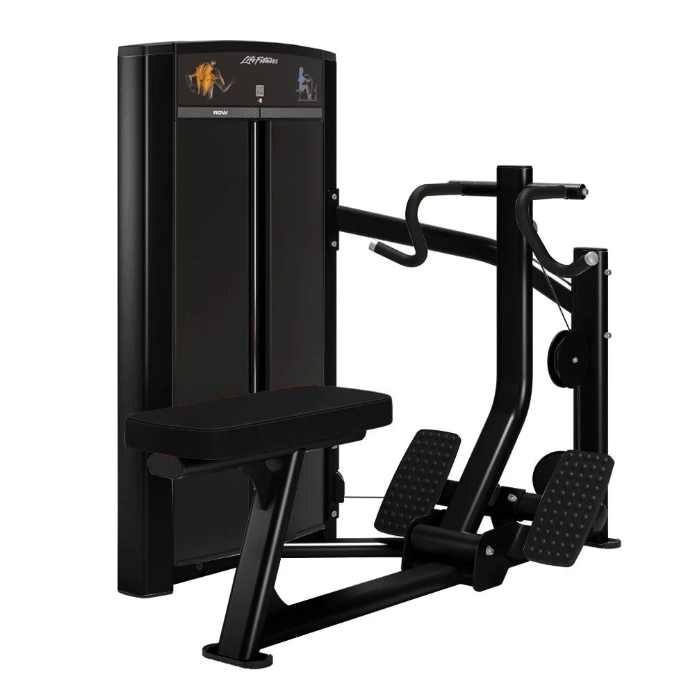 Life Fitness Axiom Series Seated Row commercial selectorized strength machine, front view
