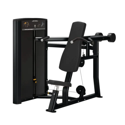 Life Fitness Axiom Series Shoulder Press commercial selectorized strength machine, front view