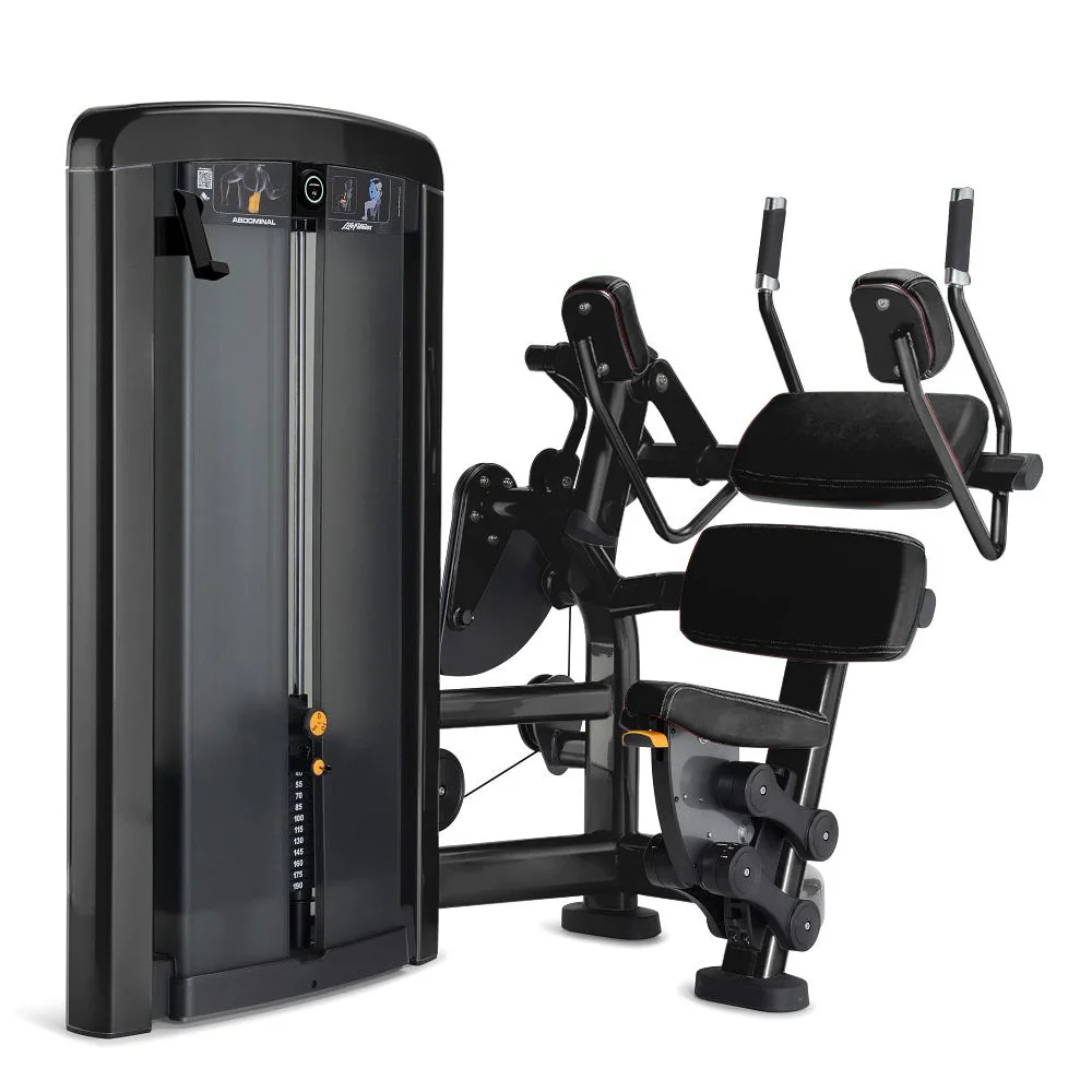 Life Fitness Insignia Series Abdominal selectorized strength machine, charcoal frame with black upholstery