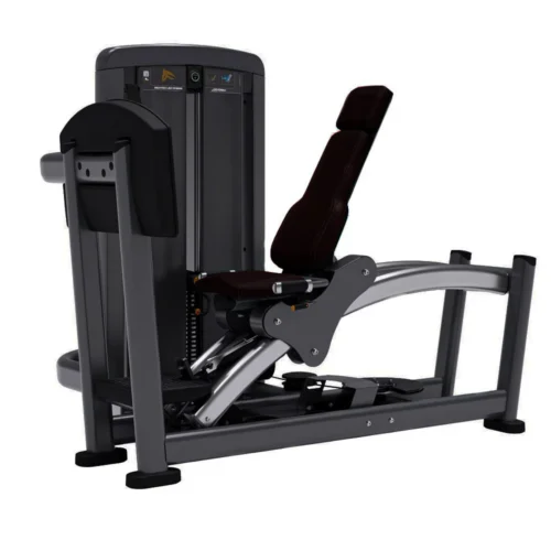 Life Fitness Insignia Series Arc Leg Press selectorized strength machine, charcoal frame with black upholstery