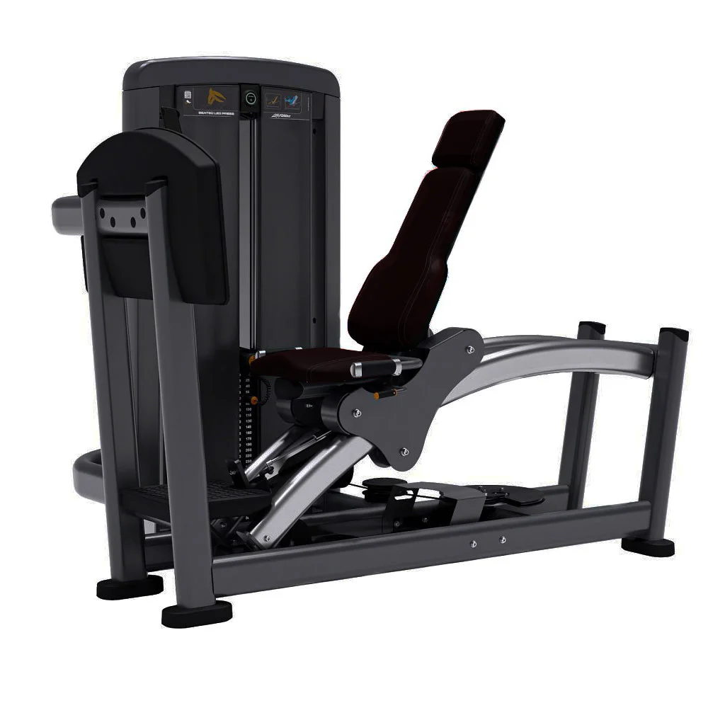 Life Fitness Insignia Series Arc Leg Press selectorized strength machine, charcoal frame with black upholstery