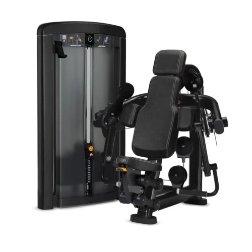 Life Fitness Insignia Series Biceps Curl selectorized strength machine, charcoal frame with black upholstery