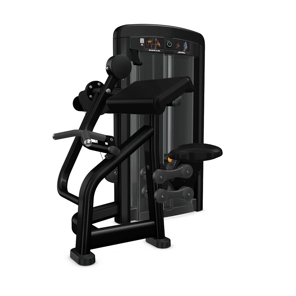 Life Fitness Insignia Series Biceps Curl - Dependent selectorized strength machine, charcoal frame with black upholstery
