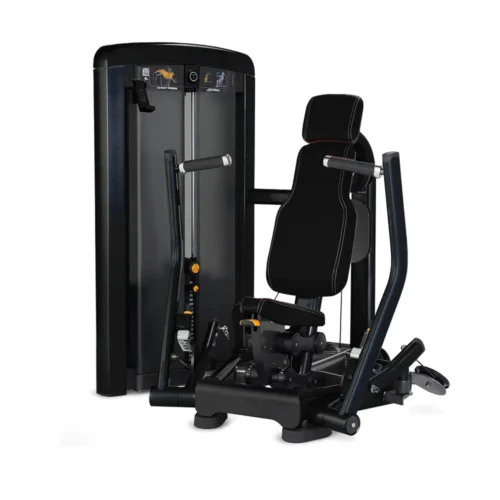Life Fitness Insignia Series Chest Press selectorized strength machine, charcoal frame with black upholstery