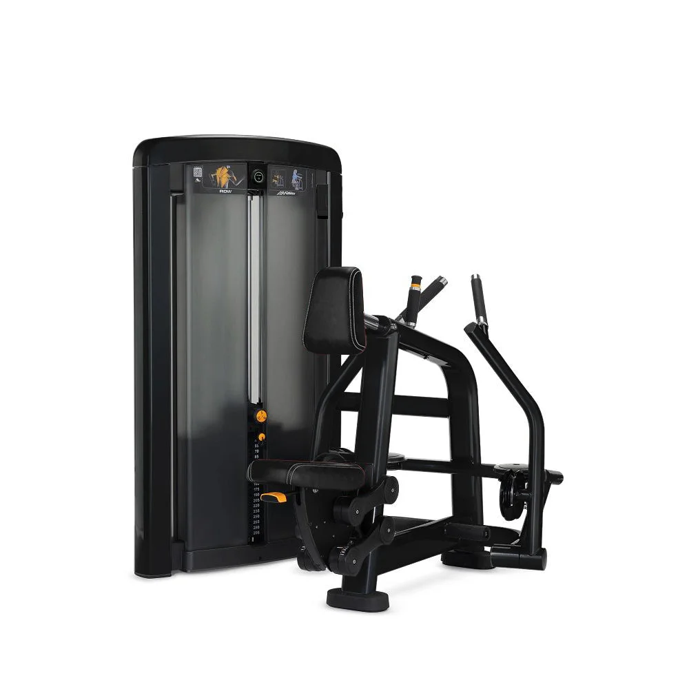 Life Fitness Insignia Series Row selectorized strength machine, charcoal frame with black upholstery