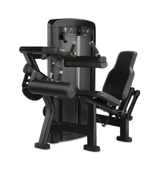Life Fitness Insignia Series Seated Leg Curl selectorized strength machine, charcoal frame with black upholstery