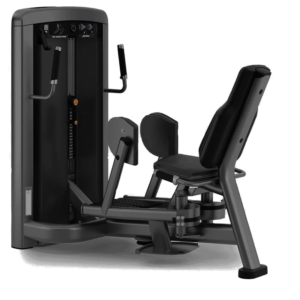 Life Fitness Insignia Series Sit / Stand Hip Abductor selectorized strength machine, charcoal frame with black upholstery