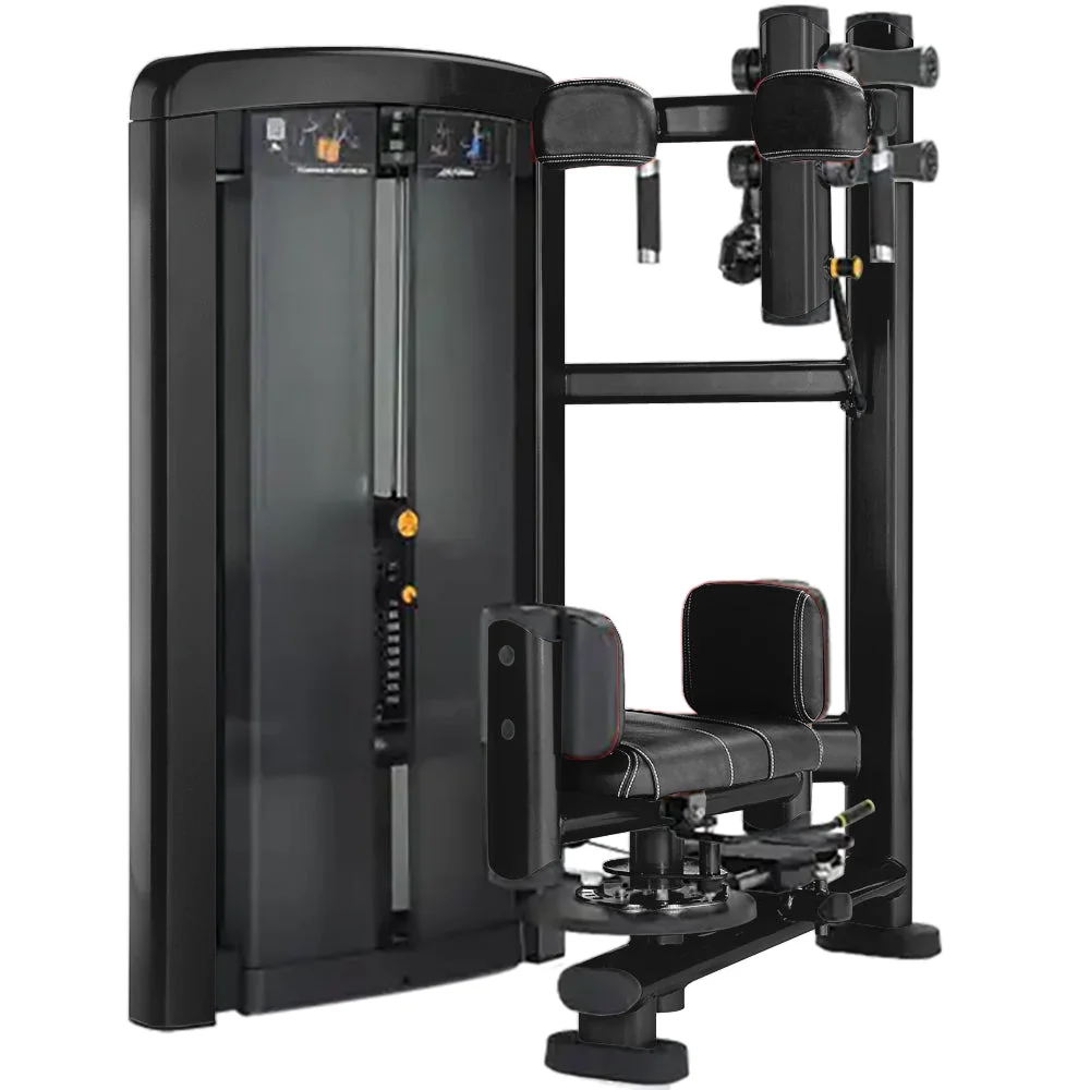 Life Fitness Insignia Series Torso Rotation selectorized strength machine, charcoal frame with black upholstery