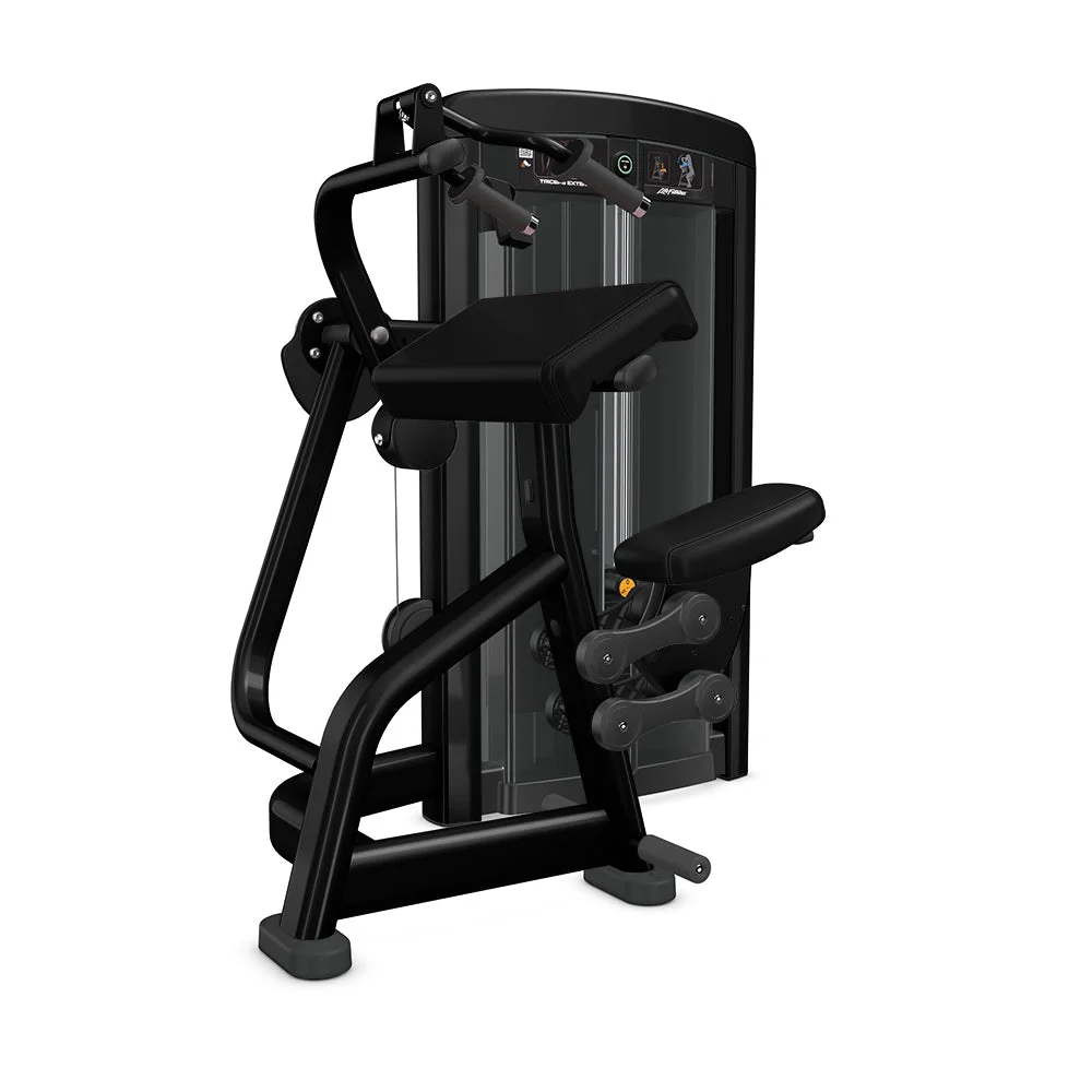 Life Fitness Insignia Series Triceps Extension selectorized strength machine, charcoal frame with black upholstery