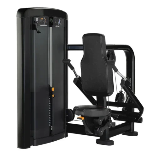 Life Fitness Insignia Series Triceps Press selectorized strength machine, charcoal frame with black upholstery