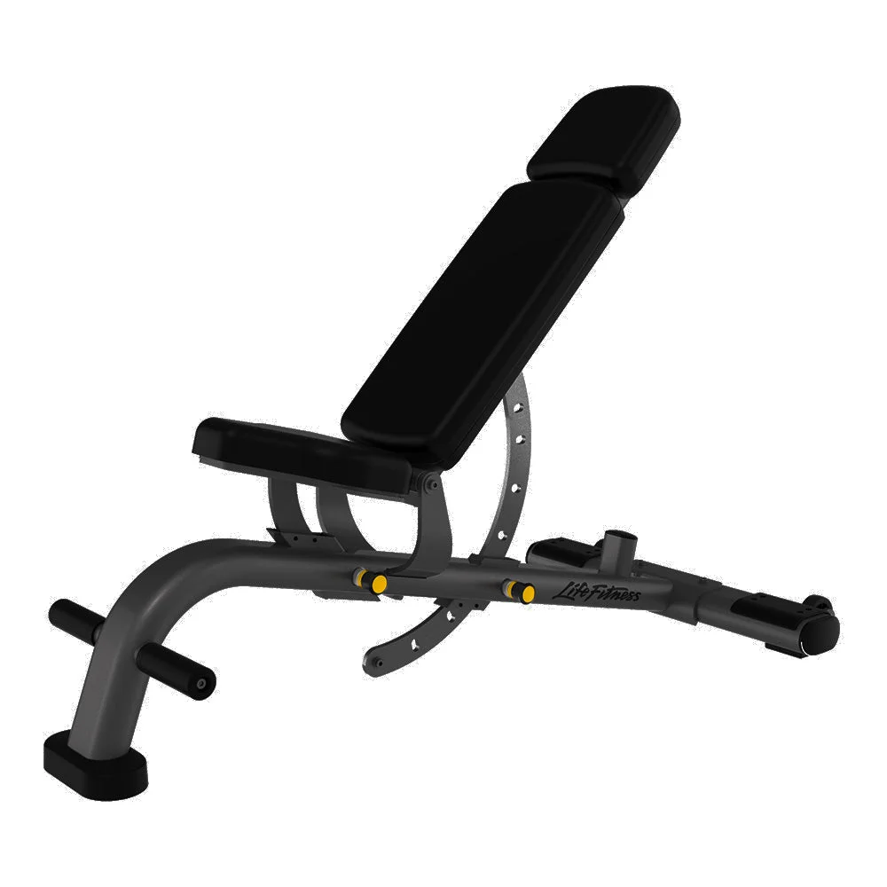 Life Fitness Multi-Adjustable Bench, charcoal and black commercial strength bench