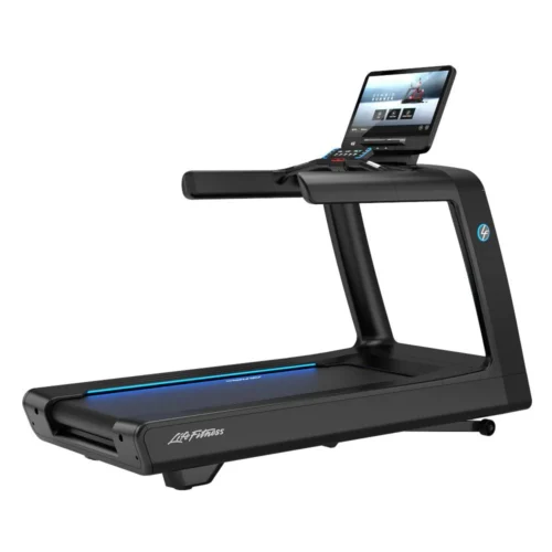 Life Fitness Symbio Runner home treadmill with 24-inch HD touchscreen, front view