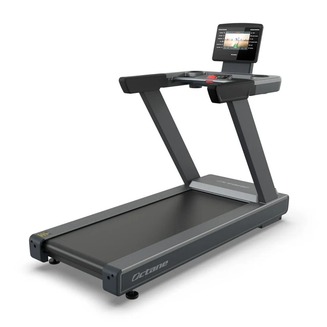 Octane OC100 treadmill rear three-quarter view