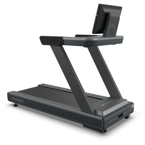 Octane OC220 treadmill front three-quarter view with 22-inch HD touchscreen console