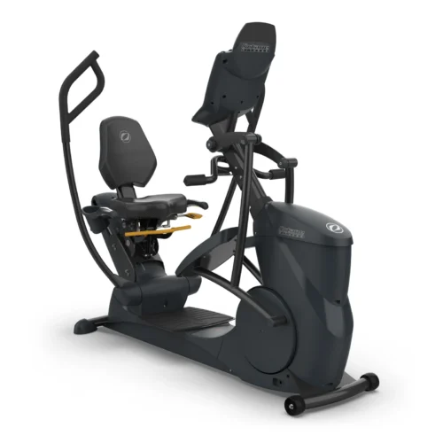 Octane xRide xR6 recumbent elliptical with 10-inch touchscreen console, front three-quarter view