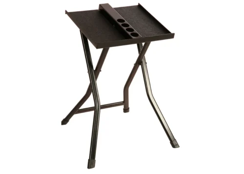 PowerBlock large compact foldable dumbbell stand on a white background, holds adjustable sets up to 90 lb