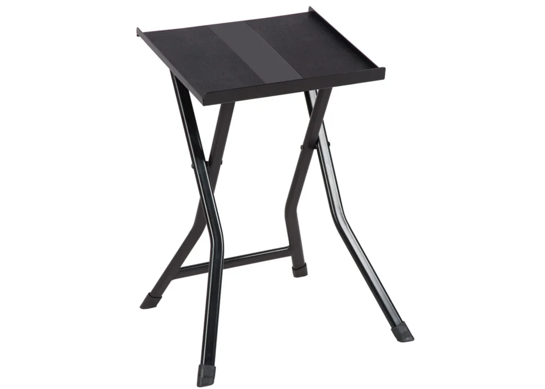 PowerBlock small compact foldable dumbbell stand on a white background, holds adjustable sets up to 50 lb