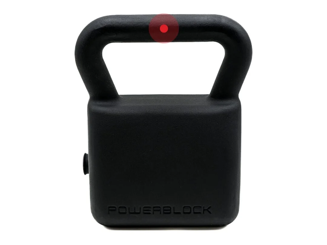 PowerBlock Heavy Adjustable Kettlebell (35-62 lb) detail - heavy kettlebell 32mm handle