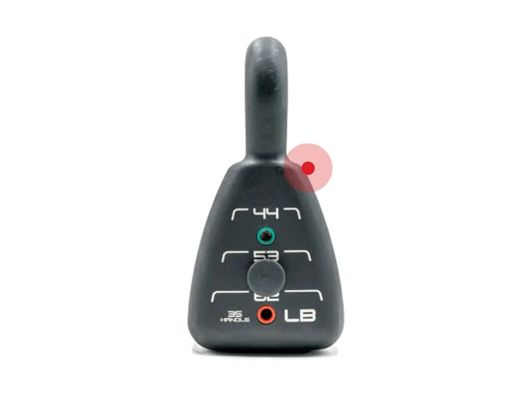 PowerBlock Heavy Adjustable Kettlebell (35-62 lb) detail - heavy kettlebell steel construction