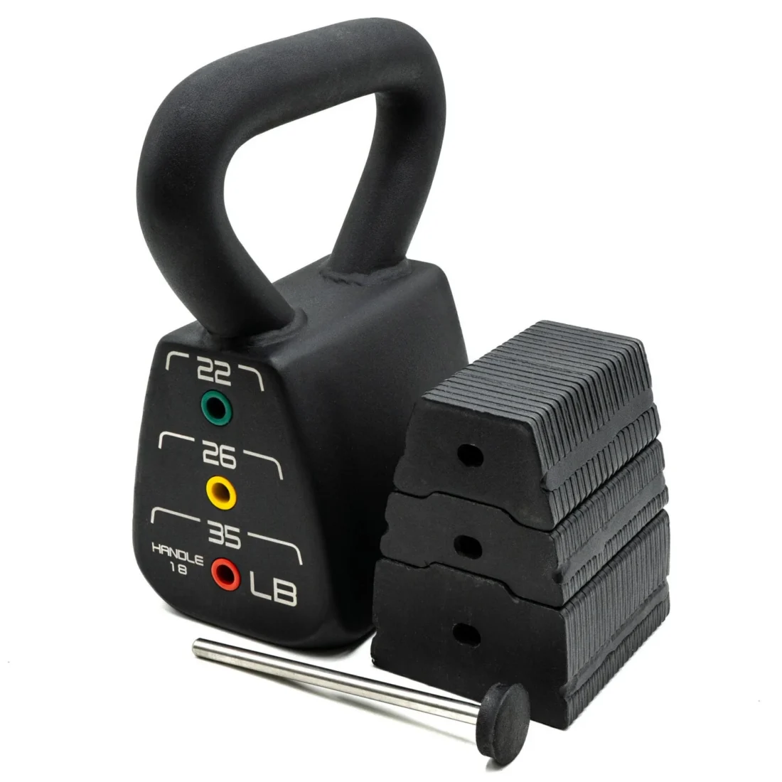 PowerBlock Light Adjustable Kettlebell (18-35 lb) detail - light kettlebell weight increments