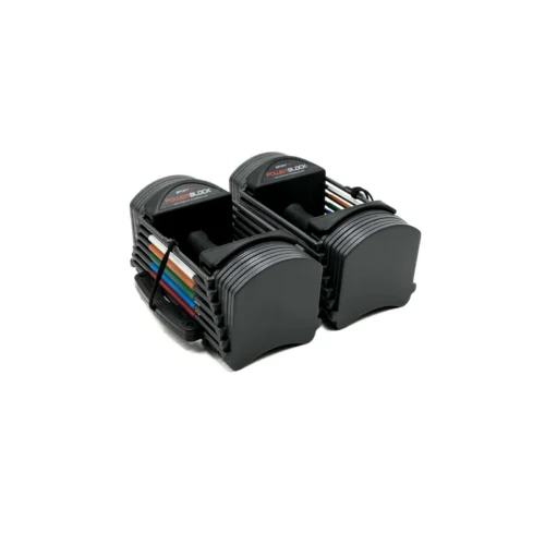 PowerBlock Sport 24 adjustable dumbbells gray pair on white