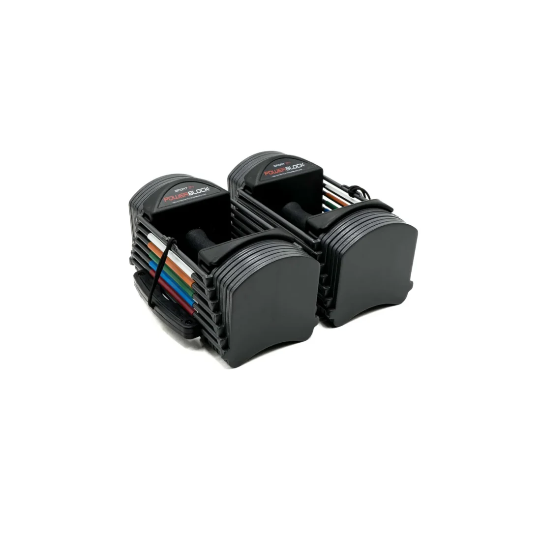 PowerBlock Sport 24 adjustable dumbbells gray pair on white