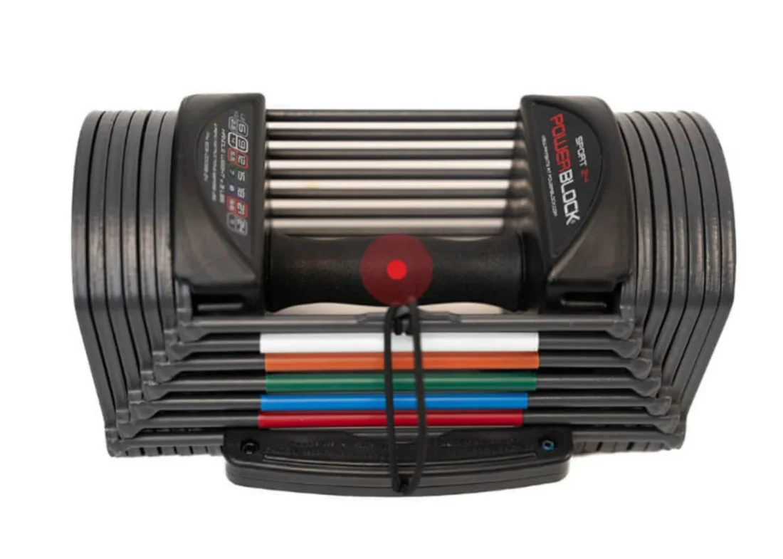 PowerBlock Sport 24 TPR handle and color-coded selector rails