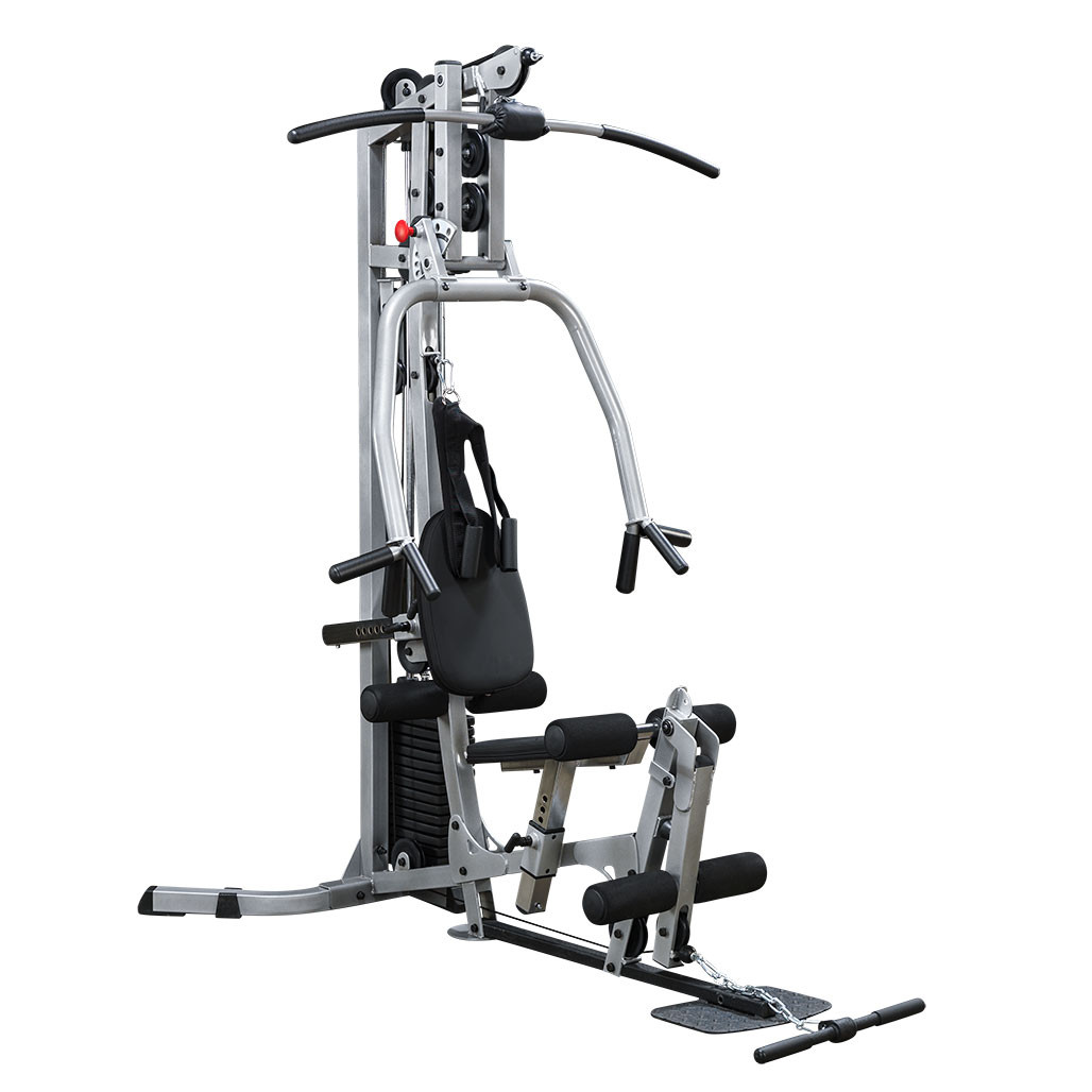 Powerline BSG10X single-stack home gym with 160 lb weight stack, silver frame, front view