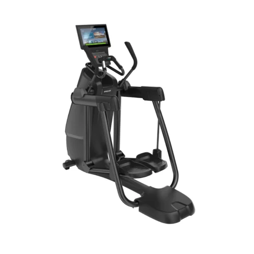 Precor AMT 885 Adaptive Motion Trainer with Open Stride and P84 16-inch touchscreen console - rear-left view