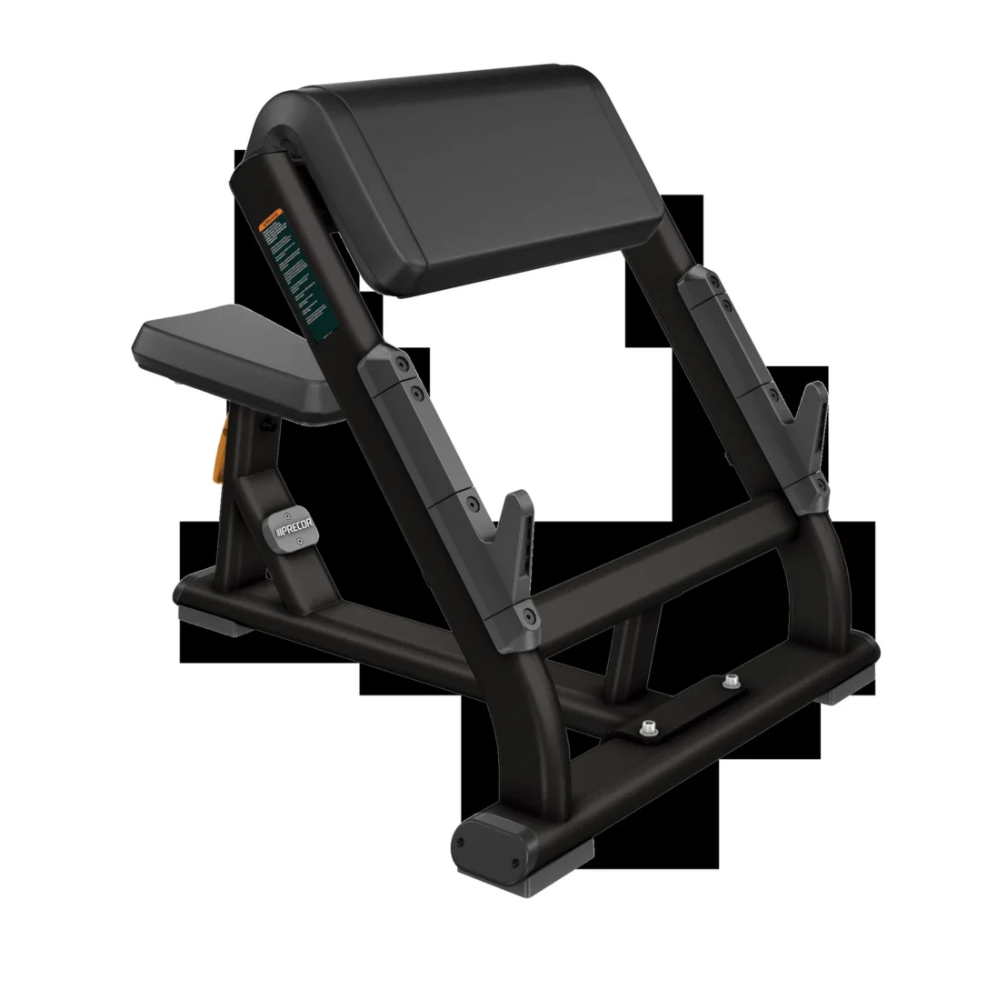 Precor DBR 202 Preacher Curl Bench commercial gym equipment – manufacturer front three-quarter render