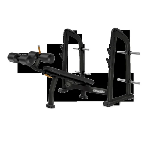 Precor DBR 411 Olympic Decline Bench commercial gym equipment – manufacturer front three-quarter render