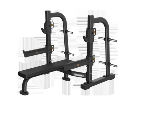 Precor DBR 412 Olympic Spotter Bench commercial gym equipment – manufacturer front three-quarter render
