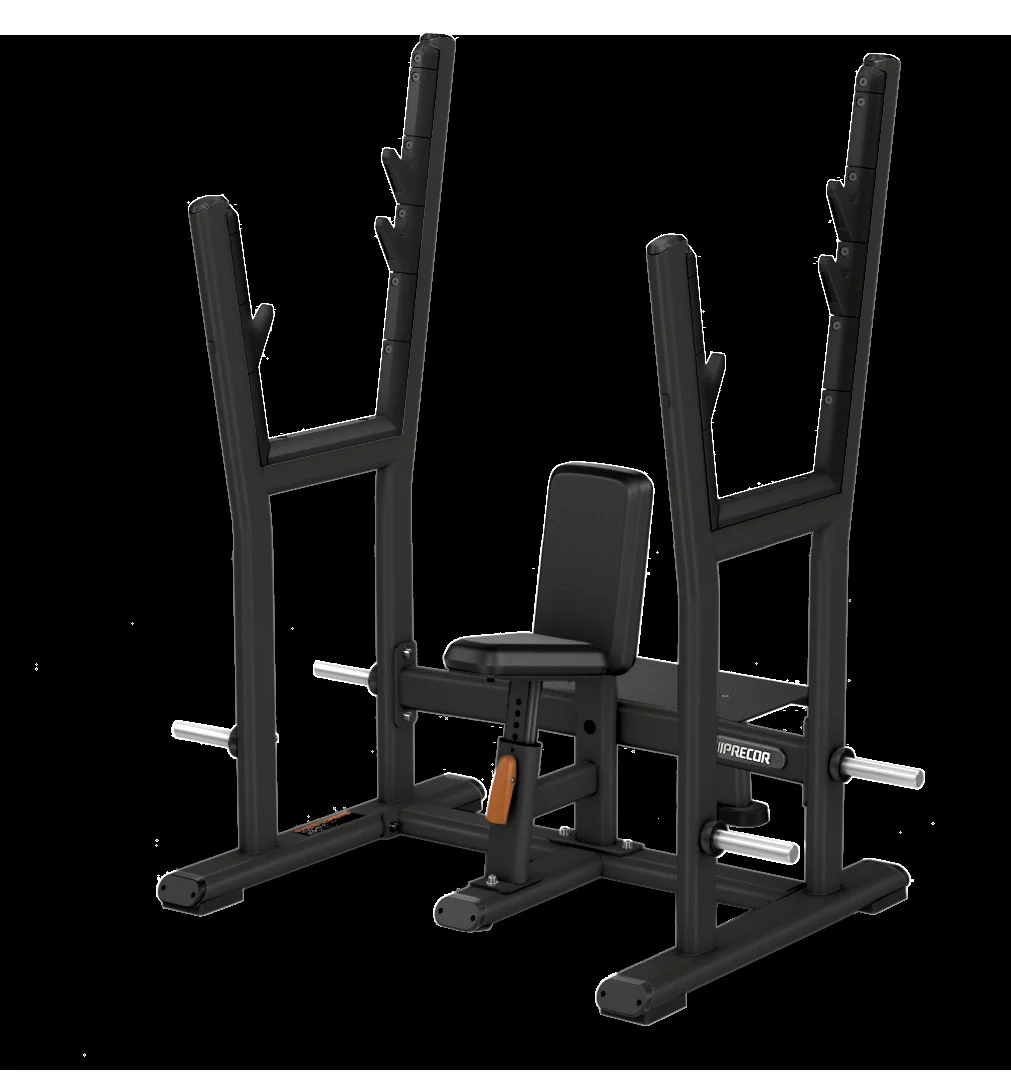 Precor DBR 507 Olympic Shoulder Press Bench commercial gym equipment – manufacturer front three-quarter render