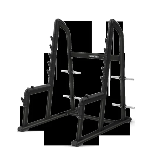 Precor DBR 608 Olympic Squat Rack commercial gym equipment – manufacturer front three-quarter render