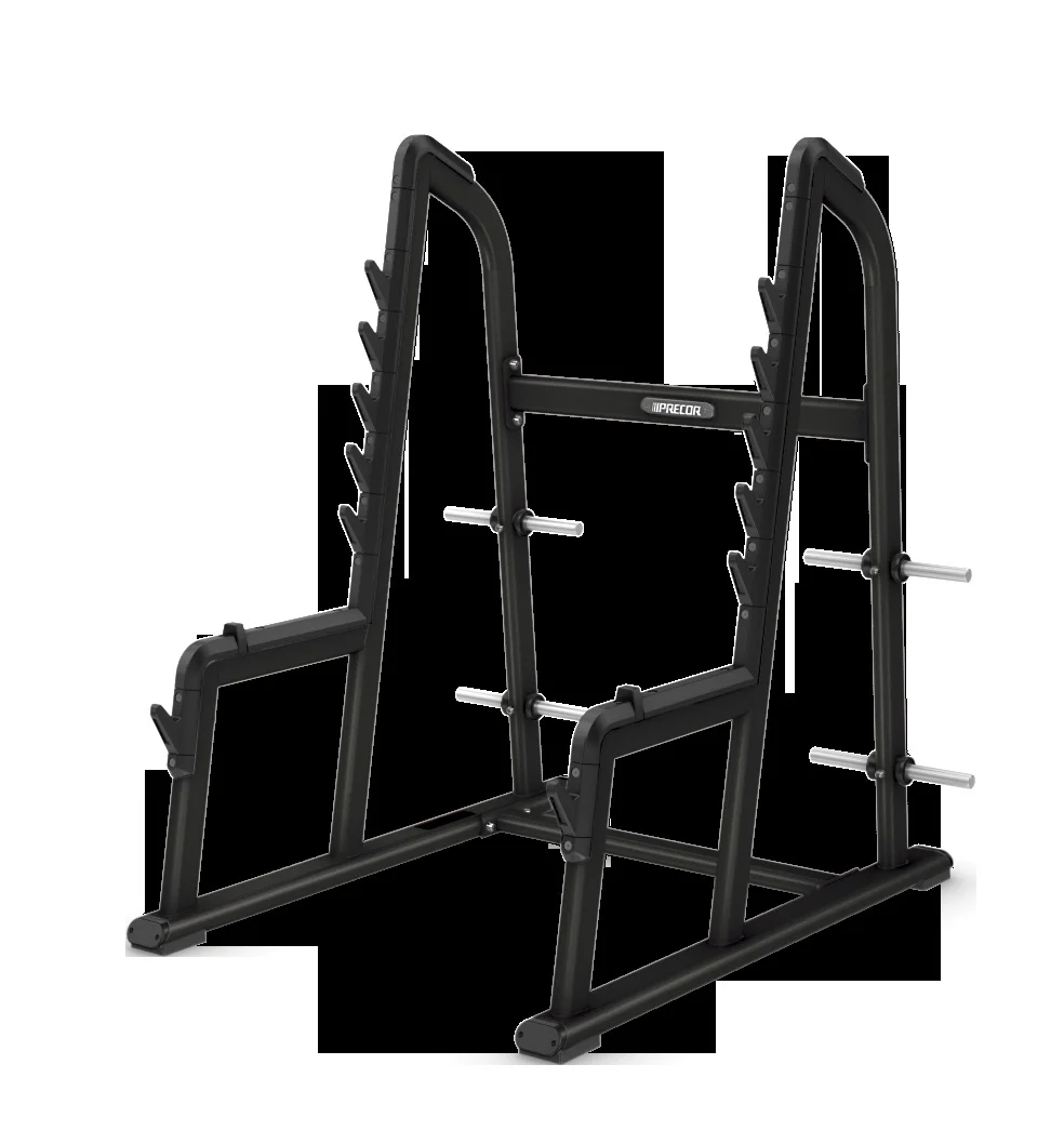 Precor DBR 608 Olympic Squat Rack commercial gym equipment – manufacturer front three-quarter render