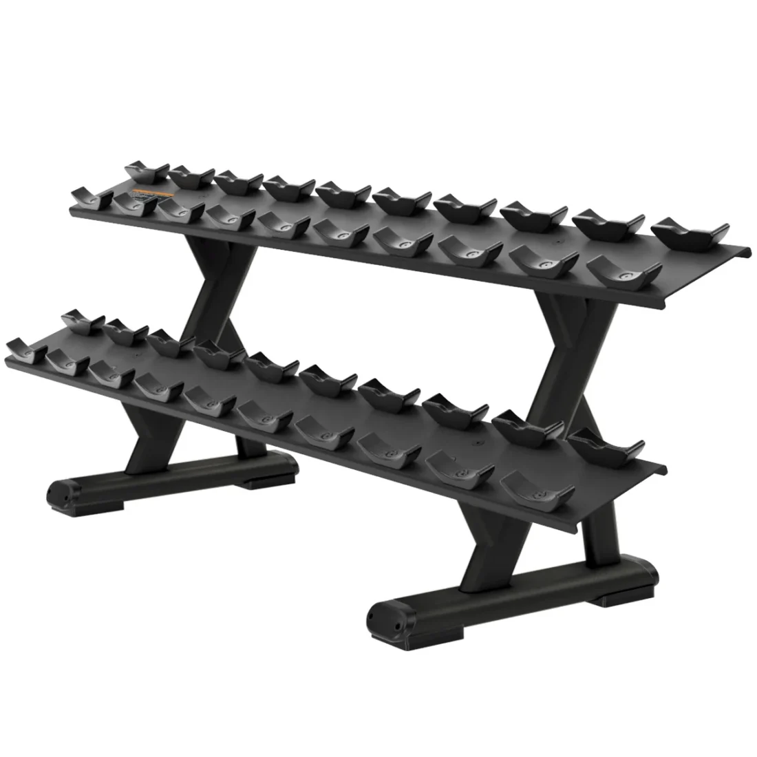 Precor DBR 812 2-Tier, 10 Pair Dumbbell Rack commercial gym equipment – manufacturer three-quarter studio render