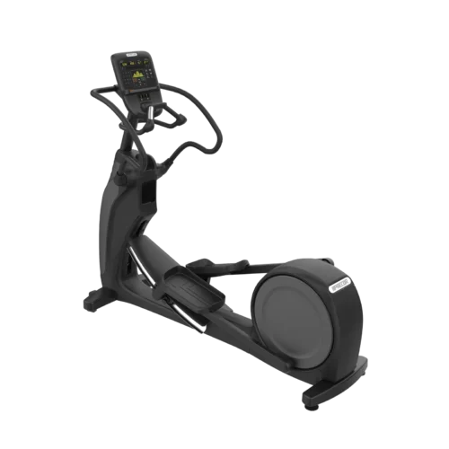 Precor EFX 833 commercial elliptical with fixed handlebars and P31 LED console in Black Pearl – front three-quarter view