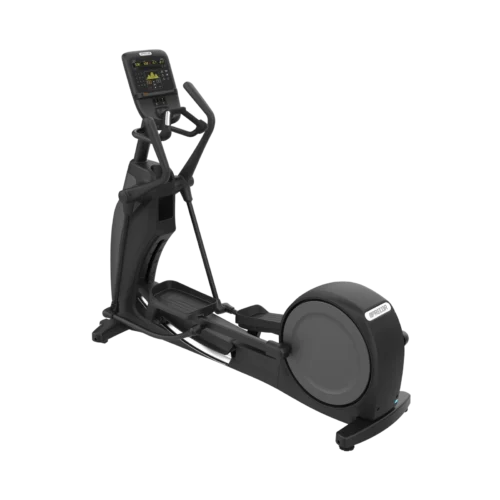 Precor EFX 835 commercial elliptical with moving arms and P31 LED console in Black Pearl – front three-quarter view