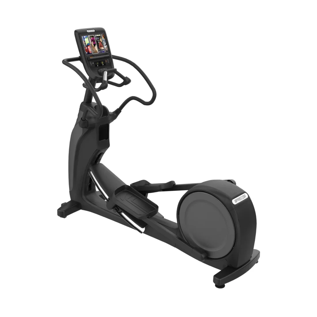 Precor EFX 863 Elliptical commercial elliptical with fixed arms with P62 10-inch touchscreen console - three-quarter view