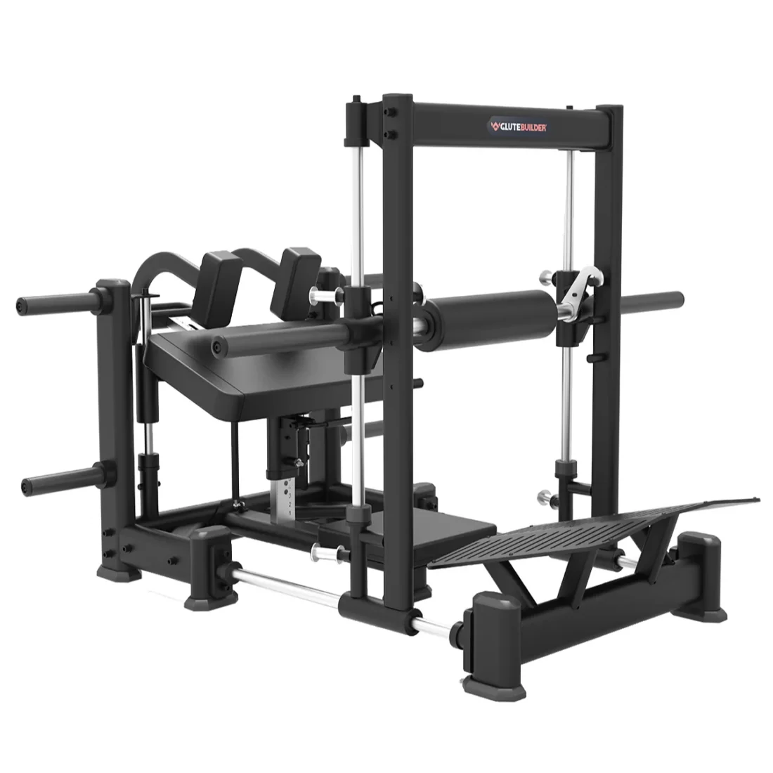 Precor GPL 612 Hip Thrust Elite commercial strength machine – manufacturer three-quarter studio render
