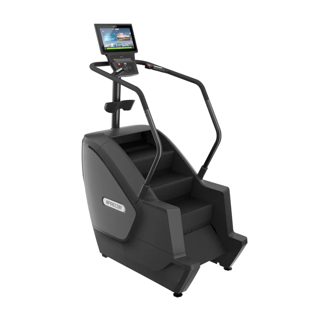 Precor SCL 885 commercial StairClimber with P84 16-inch touchscreen console - rear-left view