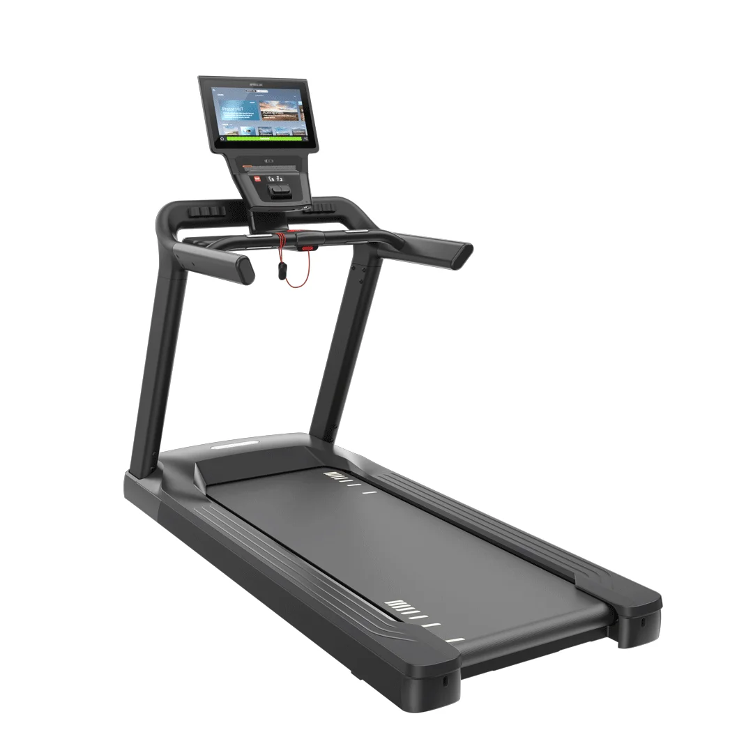 Precor TRM 581 Treadmill treadmill with P84 16-inch touchscreen console with Smart Watch Connector - three-quarter view