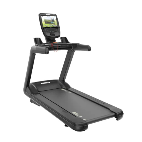 Precor TRM 681 Treadmill commercial treadmill with P82 15-inch touchscreen console - three-quarter view