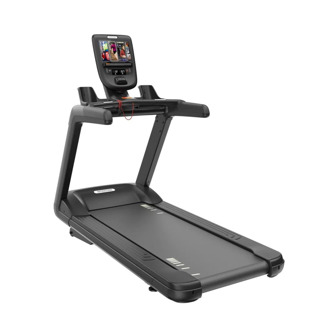 Precor TRM 761 Treadmill commercial treadmill with P62 10-inch touchscreen console - rear-left view