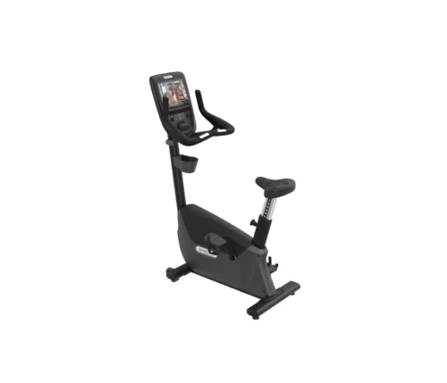 Precor UBK 665 Upright Bike commercial upright bike with P62 10-inch touchscreen console - three-quarter view